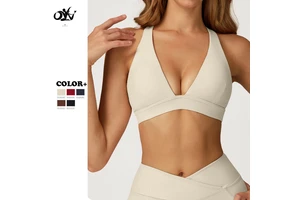 New Design Deep-v Sexy Workout Yoga Bra Cross Back Fashion Yoga Sports Bra Breathable High Elasticity Women Sport Bra for 2025
