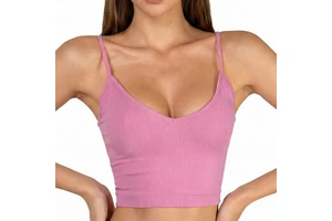 Seamless Ribbed Tank Top Sports Bra Women Four-Way Stretch Breathable Sweat-Wicking Yoga Crop Top Gym Fitness Workout Skinny Fit