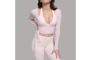 Custom Gym Clothes Slim-Fit Base Top For Women Long Sleeve Women Gym T Shirt Yoga Ballet Wrap Top