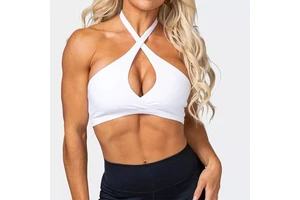Hot Sale New Design Sexy Halter Padded Yoga Outfit Workout Women Open Back Cross Padded Sports Bra