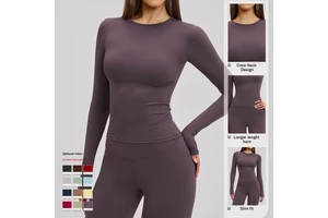 Women Winter Brushed Long-Sleeve Yoga Top High-Intensity Fitness & Pilates Quick-Drying Long-Sleeve Top Running & Sports Wear