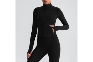 XW-8018 Popular Wholesale Stand Collar Long Sleeve Active Sports Tops Pockets Gym Custom Logo Yoga Zip up Jackets for Women