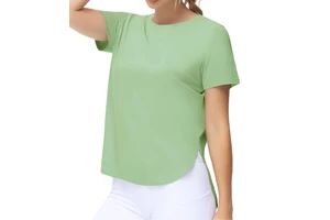 Women's Solid T-Shirts Gym Fitness Casual Wear Breathable Light Weight Regular Fit Short Sleeve 100% Cotton T-Shirt Wholesale