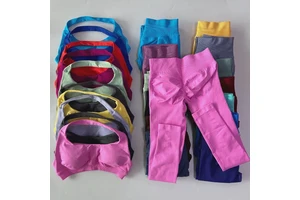 2pcs Leggings Set Seamless Yoga Set Women Halter Sports Bra Workout Scrunch Leggings Gym Sets Fitness Suits Activewear