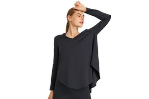 Lightweight and Loose Moisture Absorption Sweat Sweat Yoga Top Slim Cover Abdomen Irregular Swing Around Fast Dry Long Sleeve