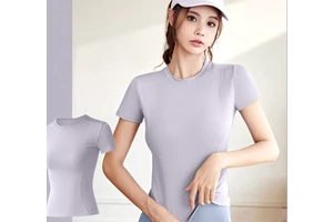 Women's Slim-Fit Workout T-Shirt - Breathable Yoga & Running Top for Spring/Summer Gym Wear