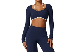 Skinless Quick Dry Back Yoga Top Long Sleeve Running T-shirt Long Sleeve Fitness Wear 8605