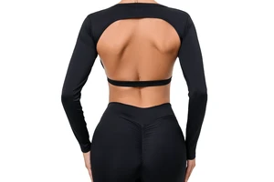Women's Sports Crop Tops Quick Dried Backless Yoga Long Sleeve Outdoor Running Fitness Backless Long Sleeve