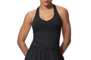 Women's Breathable Lightweight V-Neck Thin Strap Sports Tank Tops-Spring Yoga Top with Front Logo for Running Fitness