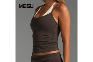 Custom Logo Women Buttery Soft Nylon Spandex Yoga Top, Contrast Colo Quick Dry Slim Sports Bra Tank for Gym yoga set