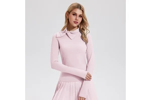 Quick-drying Fitness Exercise Long-sleeved Top High-neck Bow Tight Outer Wear Versatile Long-sleeved Yoga Wear Tennis Tops