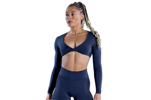 XW-Q075 Cross Front Gym Tops for Women Long Sleeve Fitness Elastic Yoga Quick Dry Activewear Wholesale Print Sports Workout Tops