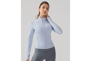 Vertical Collar Zipper Yoga Clothing Sports Jacket Women's Quick-drying Elastic Outer Wear Running Fitness Pilates Long Sleeve