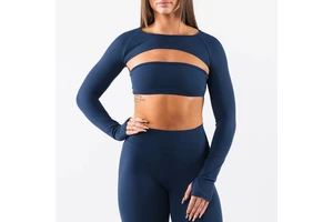 Custom Yoga Shrug Long Sleeve Tight Fitness Top Backless Workout Shoulder Cover Sports Activewear Yoga Shirt for Women