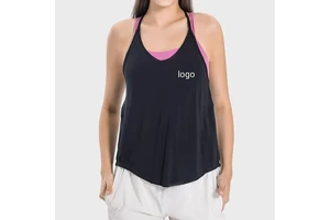 New Unisex Outdoor Lightweight Soft Polyester Moisture-wicking Quick-drying Sports Tank Top with Side Slit Drawstring Yoga Top
