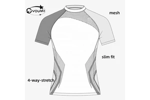 YOUMI Custom ODM/OEM Men'sTop Gym Compression Mesk Slim Fit Fourway Stretch Cropped Training T Shirt Spandex Lightweight Fitness