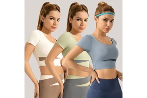 Custom Logo Lightweight Breathable Quick Dry Yoga Top bar Sports Fitness T-shirt Short Sleeve for Running Yoga