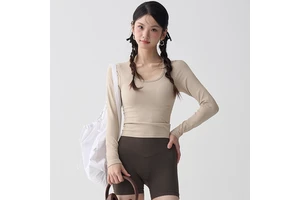 Women's Soft Slim Fit Sports Top with Chest Pads for Yoga Running Pilates-Spandex/Cotton Sportswear Quick Dry Autumn/Winter