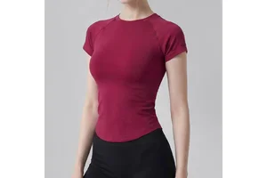 Custom Seamless Women's Sport T-shirt High Quality Slim Fit Running Fitness Short Sleeve Gym Shirts Breathable Yoga Tops