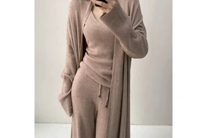 2024 Winter Knitted Half High Collar Pullover Set Women Casual Pant Sets Loose Fashion Spring Autumn New 3 Pcs