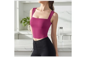 397 Yoga Vest Wear Fixed Cup Ladies High Elastic Breathable Sweat-Wicking Spandex/Nylon Waist Slim Pilates Sleeveless Top
