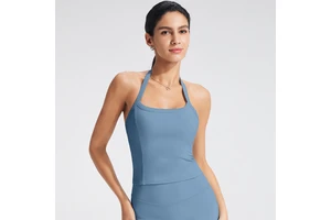 Halter-Neck Breathable for Sports Bra with Back Support and Chest Pads for Yoga Fitness Tank Top Women