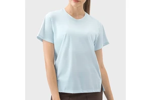 Aoyema Spring/Summer Quick Dry Women New Round Neck Lightweight Comfortable Breathable Yoga Top Gym Wear With Short Sleeves