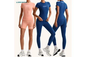 LORISOW High Quality Design Gym Fitness Yoga Set Custom Made Workout Shorts Factory Yoga Activewear Women's Sports Set T-shirt