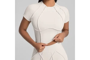 Premium Skin-Friendly Sports Short Sleeve Slim Nude Feel Crew Neck Yoga Top for Running & Fitness Training
