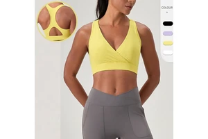 Custom Active Fitness Workout Women Sports Wear Nude Feeling Quick Dry High Strap Cross Back Gym Yoga Top Bra for Women