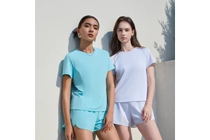 New Women's Short-Sleeve Yoga Workout Top Summer Running Breathable Loose Fit Crew Neck Yoga Top