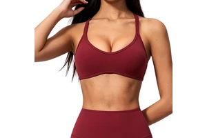 Women's Breathable Quick Dry Running Sports Top Y-Strap Beauty Back Design Medium Support Yoga Bra with Front Logo