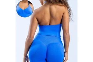 High Stretchy Sleeveless Seamless Top Sweat Wicking Padded Halter Neck Top Slimming Yoga Tops for Women