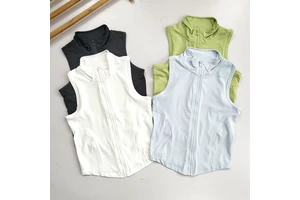 Women's Zipper Sports Vest- Slim Fit Quick-Drying Sleeveless Top for Gym Running Yoga