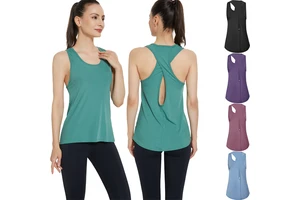 Fitness Sportswear Summer Running Vest Sleeveless Loose Racer Back Yoga Tank Top for Women
