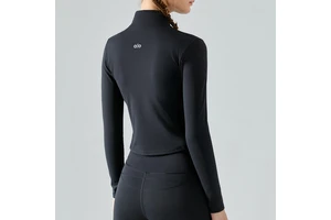 Yoga Slimming Yoga Jacket Stretch Top Tight Stand Collar Zipper Fitness Quick-Drying Breathable Eco-Friendly Sports Long Sleeve