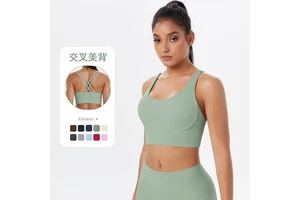 Women's New Style Barely There Yoga Tank Top Cross Back High Support Square Neck Sports Bra Fitness Yoga Wear Quick Dry Shock