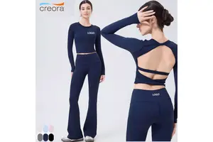 Sexy Fitness Gym Sport Wear Women Yoga Solid Sports Long Sleeve Quick Dry Breathable Eco-Friendly Reversible Front Plus Size