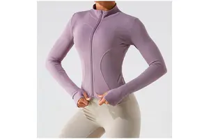 Women's New Style Yoga Top Long Sleeve Slim Fit Full Zip up Workout Running Fitness Yoga Suit