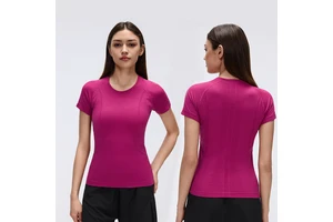 Roregal New Arrival Fashion Seamless 4-way Stretch Quick-drying Breathable Running Fitness Yoga T-shirt for Women