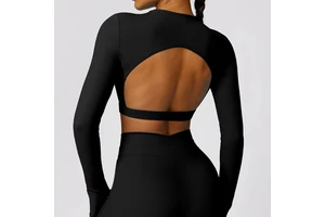 Fitness Two Pieces Yoga Set High Quality Yoga Short Drop Shipping Long Sleeve Yoga Top