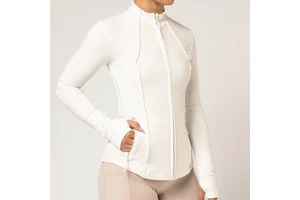 Custom 4-Way Stretch Women Plain Slim Fit Tight Long Sleeve Gym Tops Fitness Sports Jacket Yoga Zipper Mock Neck Workout Jacket
