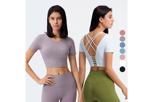 Women's 7 Colors Cross Back Sports Yoga Shirt Solid Color Running Quick Dry Fitness Vest Spandex/Nylon Four-Way Stretch