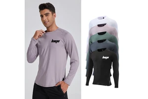 Oem Sports Gym Activewear Lightweight Round Neck Long Sleeves Topscustom Blank Breathable High Elastic Running T Shirt for Men