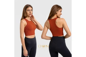 2022 Spring and Summer New Round Neck Yoga Vest with Breast Pad Align Tight High Elastic Sports Fitness Top