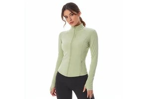Standing Collar Zipper Yoga Wear Women's Sports Tops Fitness Clothing Long Sleeve Thin Jacket Running Jacket Women's