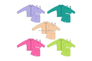 3-Piece Kids Yoga Sports Set Zip-Up Jacket, Tank Top & Biker Shorts For Girls Fitness And Cycling Workout Outfit