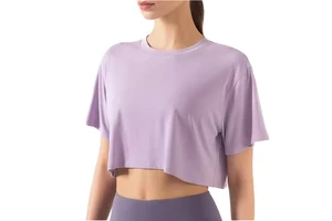 Xingzhong Women's Summer Sports Top Breathable Fitness Yoga T-Shirt for Running Exercises Loose Fit