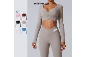 Ropa De Fitness New Cross Sexy Long Sleeve Running Training Women Sportswear Gym Athletic Workout Fitness Yoga Crop Top