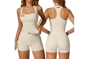 Women Lightweight Breathable Fitness Racerback Sleeveless Quick Dry Four Way Stretch Workout Tank Top Front Sports Yoga Wear